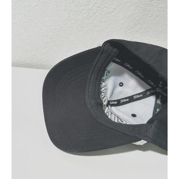 Fitleist Mens Golf Hat Adjustable Strap Black White Corded Embroidered One Size - Picture 6 of 10
